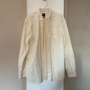 Zara White Corduroy Long Sleeve Shirt - Men's Large